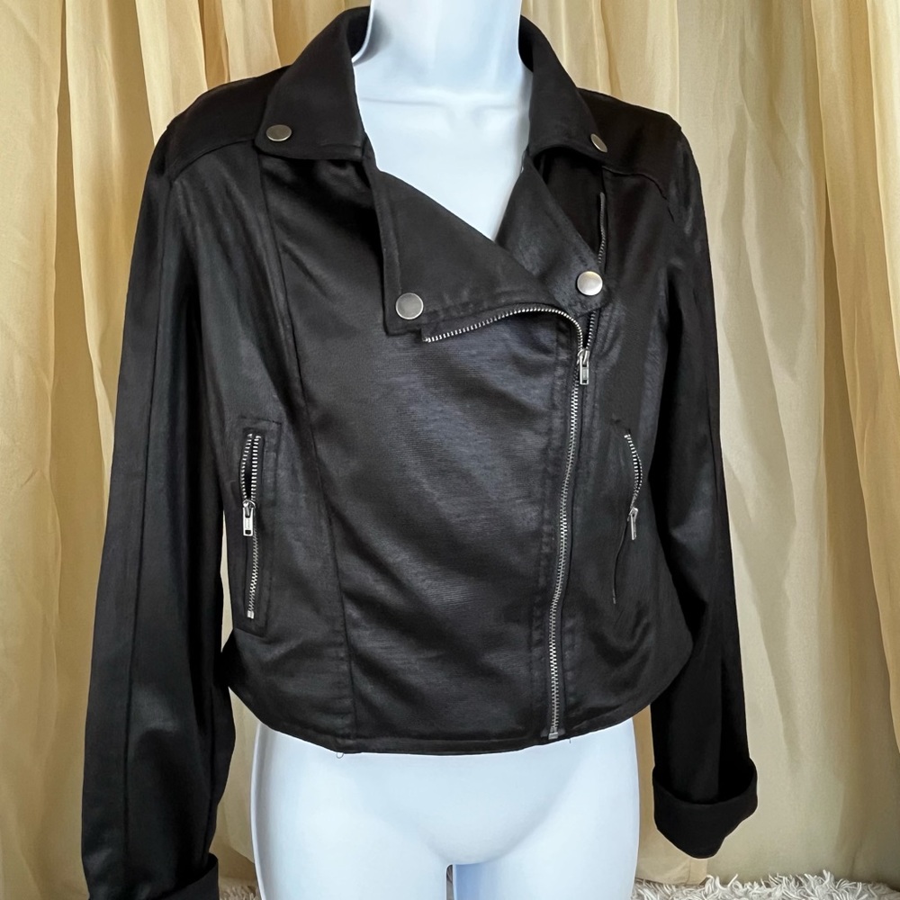 Sold… Front Off Center Zip Jacket, Moto Bomber Jacket